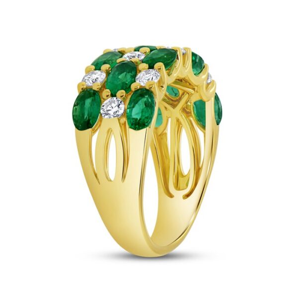 3-Row Oval Shaped Emerald Fashion Ring - Image 2
