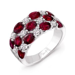 3-Row Round Ruby Fashion Ring