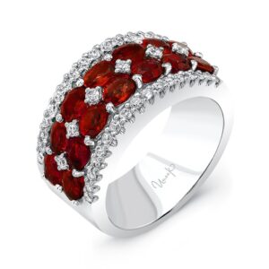 4-Row Oval Shaped Ruby Fashion Ring