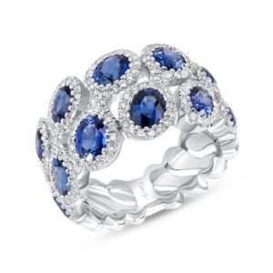2-Row Round Blue Sapphire Fashion Ring