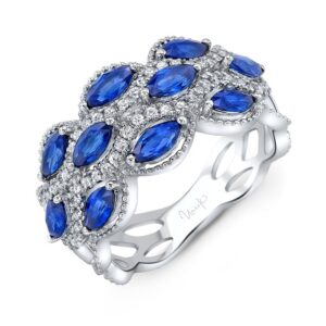 Multi-Row Round Blue Sapphire Fashion Ring