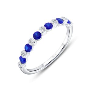 1-Row Round Blue Sapphire Fashion Ring