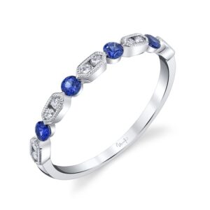 1-Row Round Blue Sapphire Fashion Ring