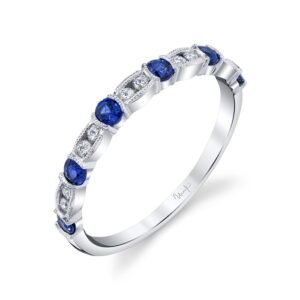 1-Row Round Blue Sapphire Fashion Ring