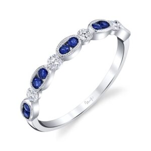 1-Row Round Blue Sapphire Fashion Ring