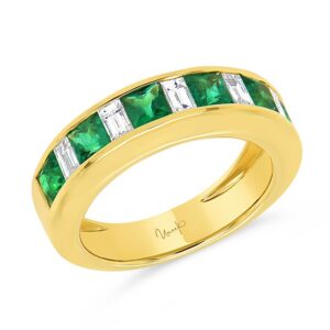 1-Row Princess Cut Emerald Fashion Ring