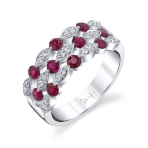 3-Row Round Ruby Fashion Ring