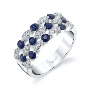 3-Row Round Blue Sapphire Fashion Ring