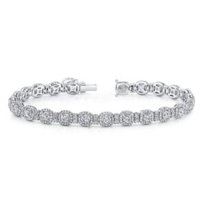 Halo Round Diamond Link Bracelet