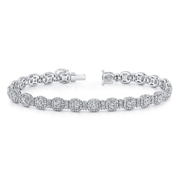 Halo Round Diamond Link Bracelet