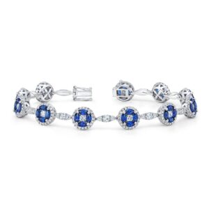 Halo Marquise Blue Sapphire Bracelet