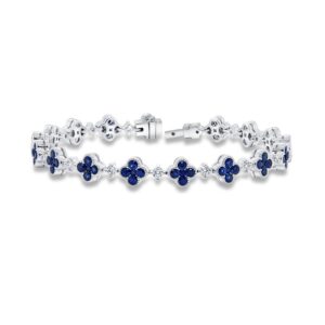 Clover Round Blue Sapphire Bracelet