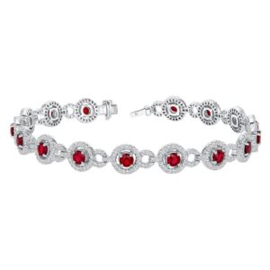 Halo Round Ruby Bracelet