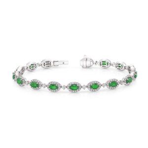 Halo Oval Shaped Emerald Bracelet