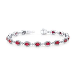 Halo Oval Shaped Ruby 0 Bracelet