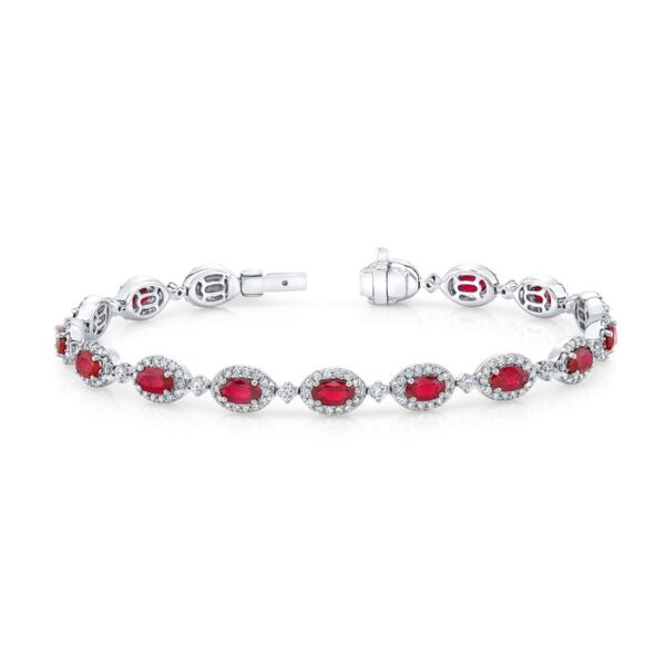 Halo Oval Shaped Ruby 0 Bracelet