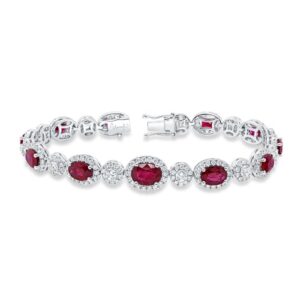 Halo Oval Shaped Ruby Tennis Bracelet
