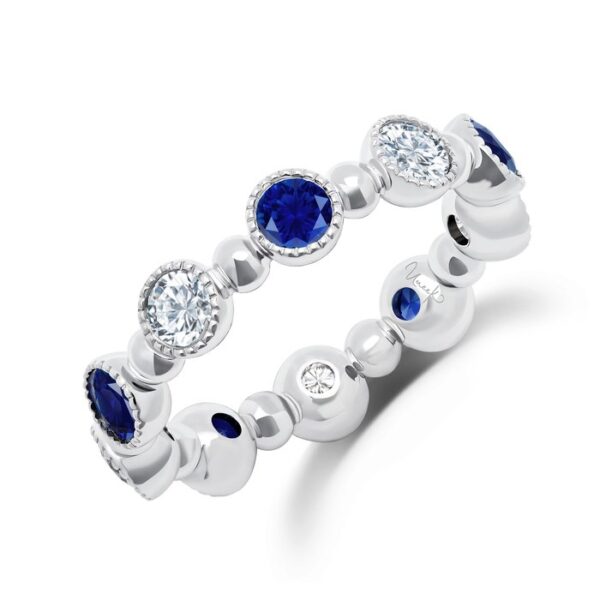 1-Row Round Blue Sapphire Eternity Ring