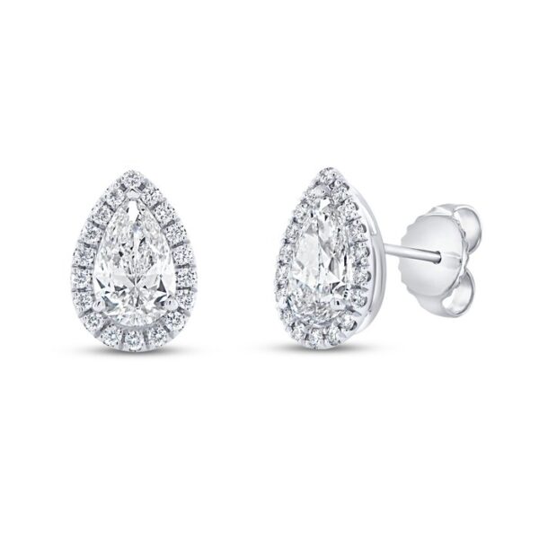 Halo Pear Shaped Diamond Drop Earrings