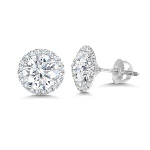 Halo Round Diamond Stud Earrings
