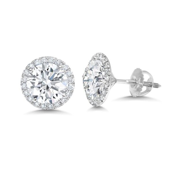 Halo Round Diamond Stud Earrings