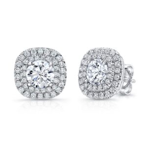 Double-Halo Round Stud Earrings