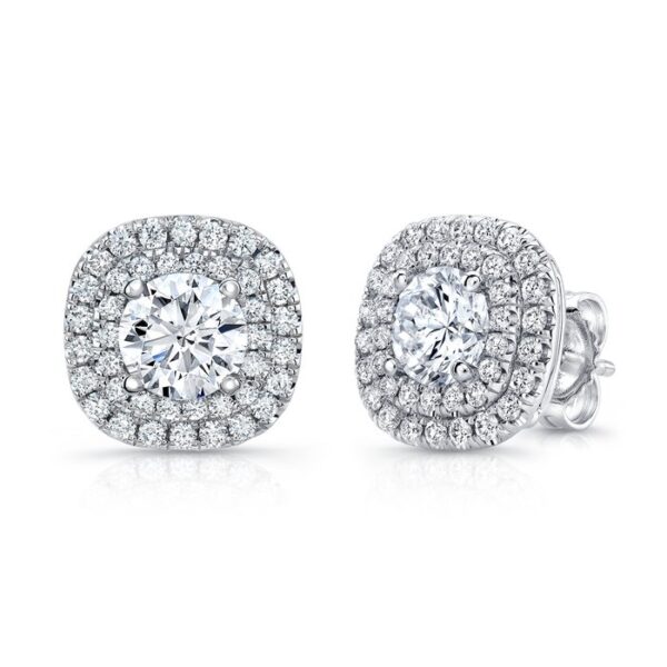 Double-Halo Round Stud Earrings
