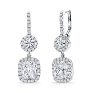 Halo Cushion Cut Dangle Earrings