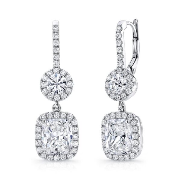 Halo Cushion Cut Dangle Earrings