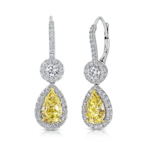 Halo Princess Cut Dangle Earrings