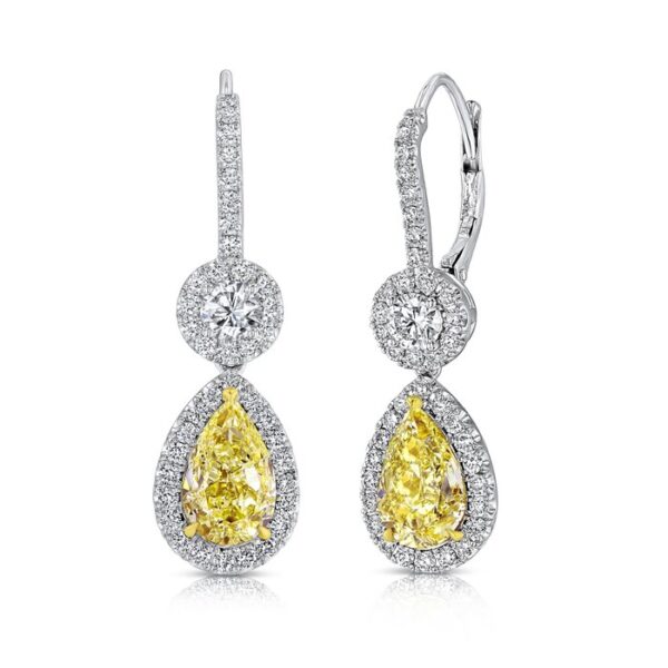 Halo Princess Cut Dangle Earrings