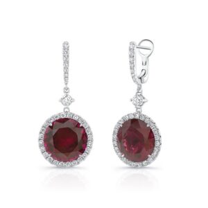 Halo Round Rhodolite Earrings