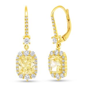 Halo Radiant Diamond Dangle Earrings