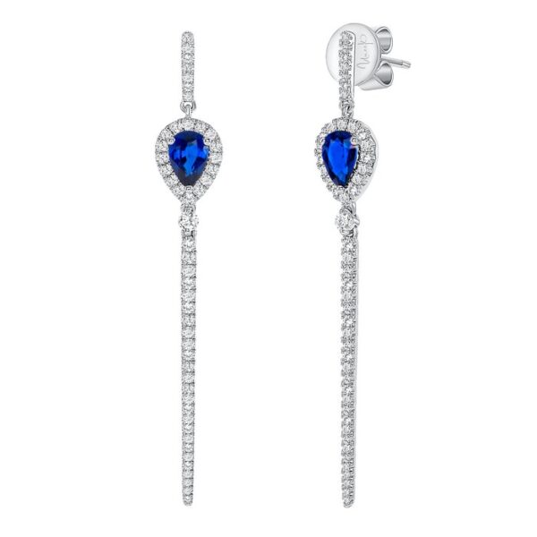 Round Blue Sapphire Dangle Earrings