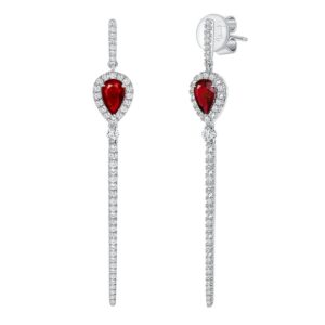 Round Ruby Dangle Earrings