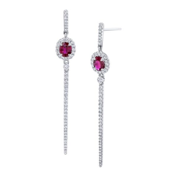 Round Ruby Dangle Earrings
