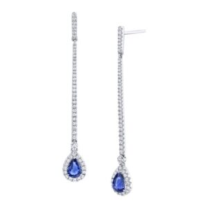 Round Blue Sapphire Dangle Earrings