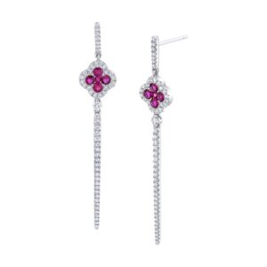 Round Ruby Dangle Earrings