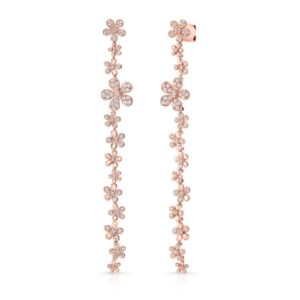 Threader-Inspired Dangle Earrings with Floral Motif