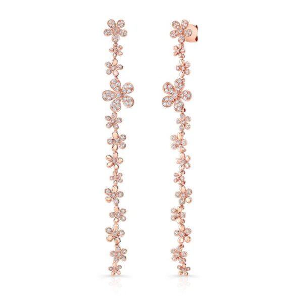 Threader-Inspired Dangle Earrings with Floral Motif