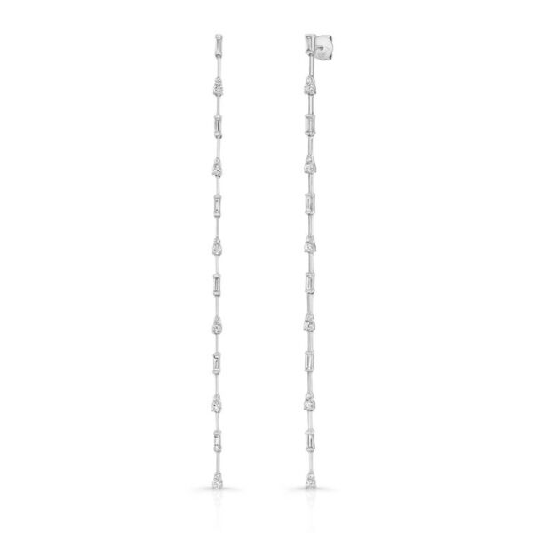 Dangle Earrings with Tapered Baguette and Round Diamonds
