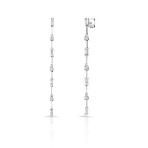 Threader-Inspired Dangle Earrings with Baguette and Round Diamonds