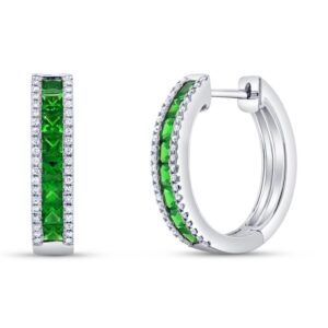 Round Emerald Huggie Earrings