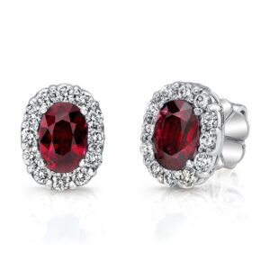 Halo Round Ruby Stud Earrings