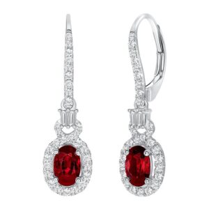 Halo Round Ruby Dangle Earrings