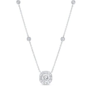 Halo Cushion Cut Diamond Brooch Pendant