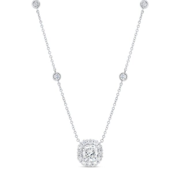 Halo Cushion Cut Diamond Brooch Pendant