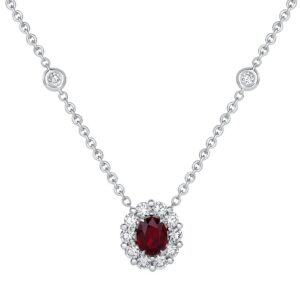 Halo Ruby Brooch Pendant