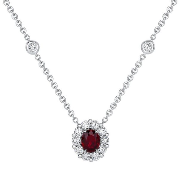Halo Ruby Brooch Pendant