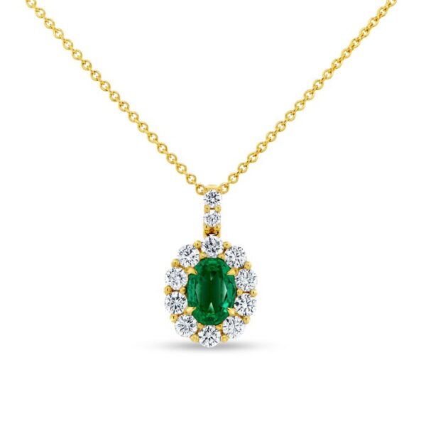 Halo Oval Shaped Emerald Drop Pendant
